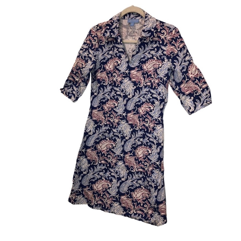 J. Mclaughlin CRUISE WEAR CRISP cotton paisley leaf print tunic dress 2